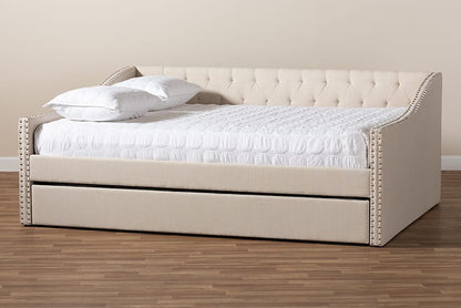 Baxton Studio - Haylie Queen Size Daybed with Trundle in Beige - CF9046-Beige-Daybed-Q/T view 10