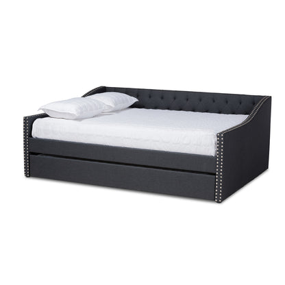 Baxton Studio - Haylie Queen Size Daybed with Trundle in Dark Grey - CF9046-Charcoal-Daybed-Q/T view 1