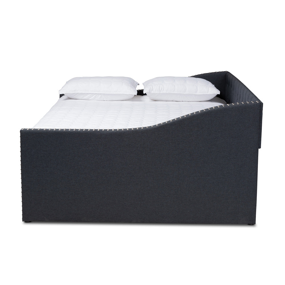 Baxton Studio - Haylie Queen Size Daybed with Trundle in Dark Grey - CF9046-Charcoal-Daybed-Q/T view 3