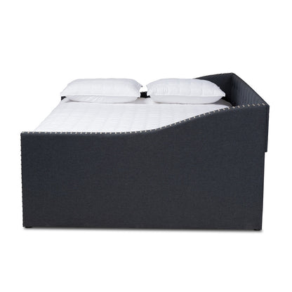 Baxton Studio - Haylie Queen Size Daybed with Trundle in Dark Grey - CF9046-Charcoal-Daybed-Q/T view 3