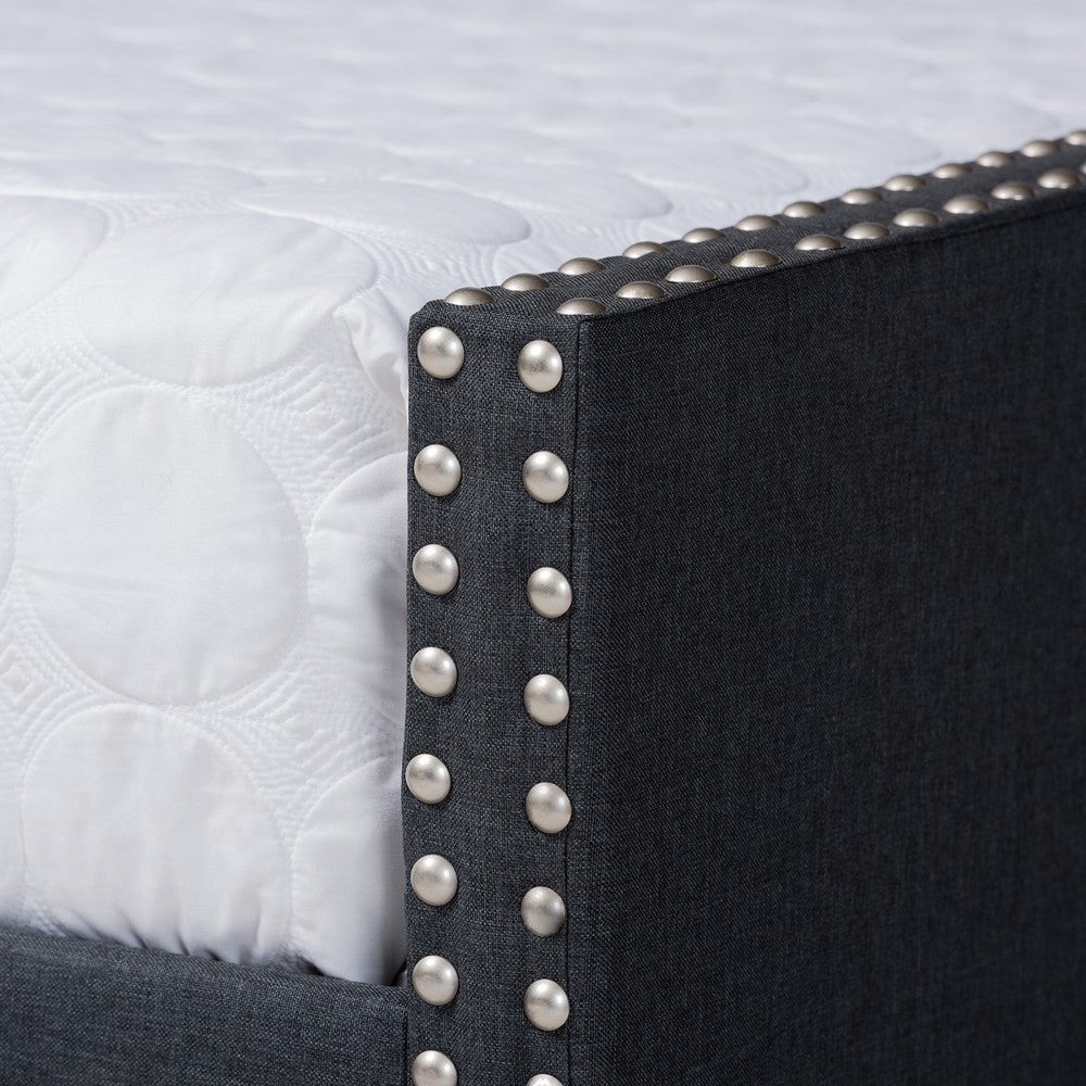 Baxton Studio - Haylie Queen Size Daybed with Trundle in Dark Grey - CF9046-Charcoal-Daybed-Q/T view 7