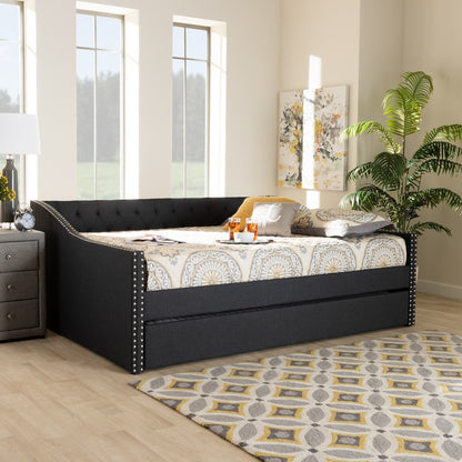 Baxton Studio - Haylie Queen Size Daybed with Trundle in Dark Grey - CF9046-Charcoal-Daybed-Q/T view 8