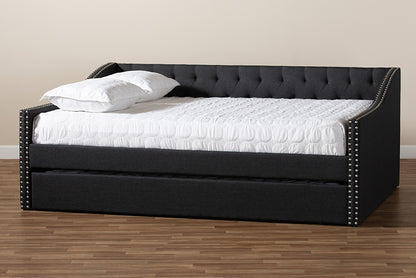 Baxton Studio - Haylie Queen Size Daybed with Trundle in Dark Grey - CF9046-Charcoal-Daybed-Q/T view 10