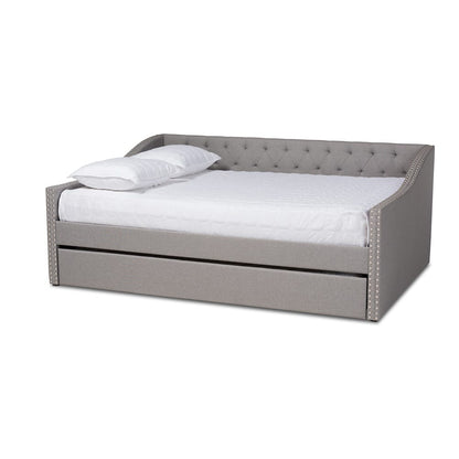 Baxton Studio - Haylie Queen Size Daybed with Trundle in Light Grey - CF9046-Light Grey-Daybed-Q/T view 1