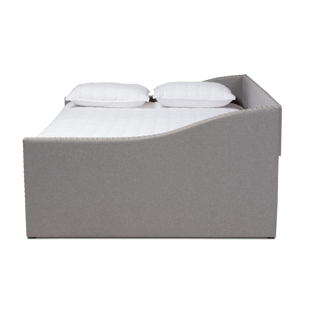 Baxton Studio - Haylie Queen Size Daybed with Trundle in Light Grey - CF9046-Light Grey-Daybed-Q/T view 3