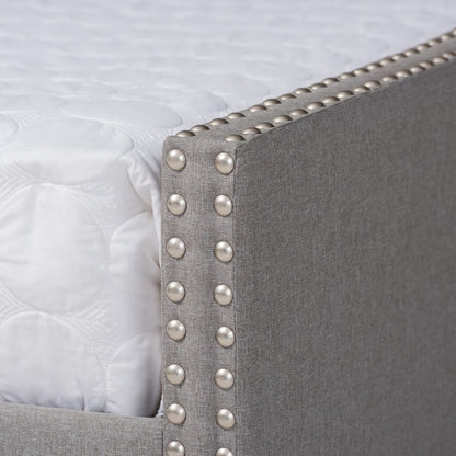 Baxton Studio - Haylie Queen Size Daybed with Trundle in Light Grey - CF9046-Light Grey-Daybed-Q/T view 7