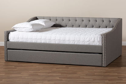 Baxton Studio - Haylie Queen Size Daybed with Trundle in Light Grey - CF9046-Light Grey-Daybed-Q/T view 10