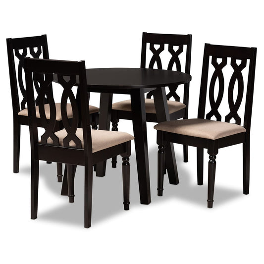 Baxton Studio - Heidi Dining Set in Sand/dark brown - Heidi-Sand/Dark Brown-5PC Dining Set view 1
