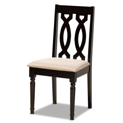 Baxton Studio - Heidi Dining Set in Sand/dark brown - Heidi-Sand/Dark Brown-5PC Dining Set view 2