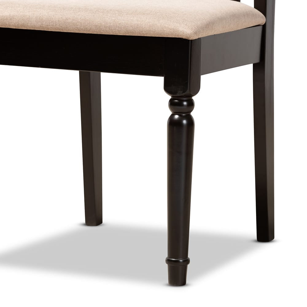 Baxton Studio - Heidi Dining Set in Sand/dark brown - Heidi-Sand/Dark Brown-5PC Dining Set view 6