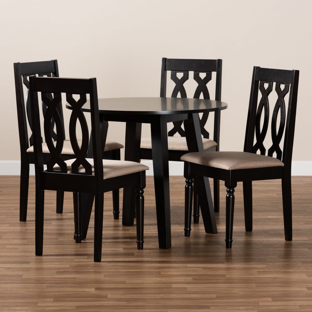 Baxton Studio - Heidi Dining Set in Sand/dark brown - Heidi-Sand/Dark Brown-5PC Dining Set view 8