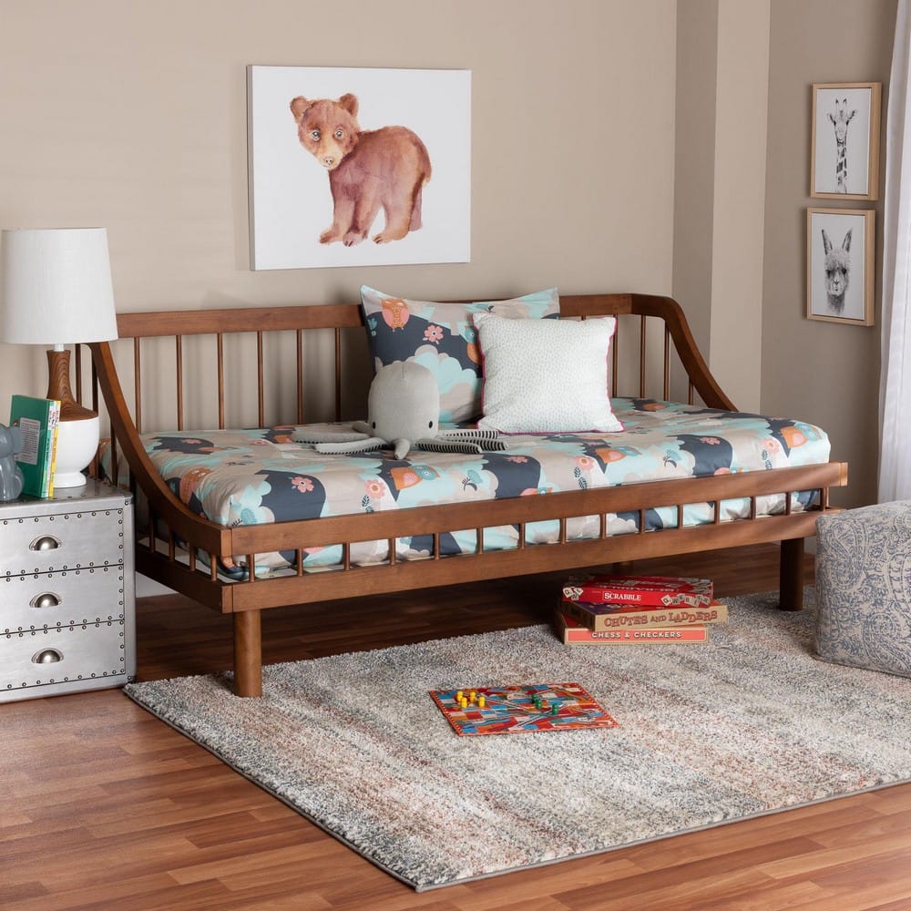 Baxton Studio - Helio Twin Size Daybed in Walnut Brown - MG0223-Walnut-Daybed-Twin view 9