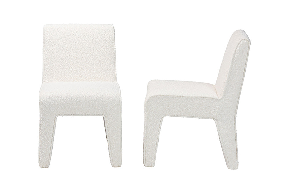 Baxton Studio - Helios Dining Chair Set of 2 - BBT5543-Cream Boucle-DC view 3