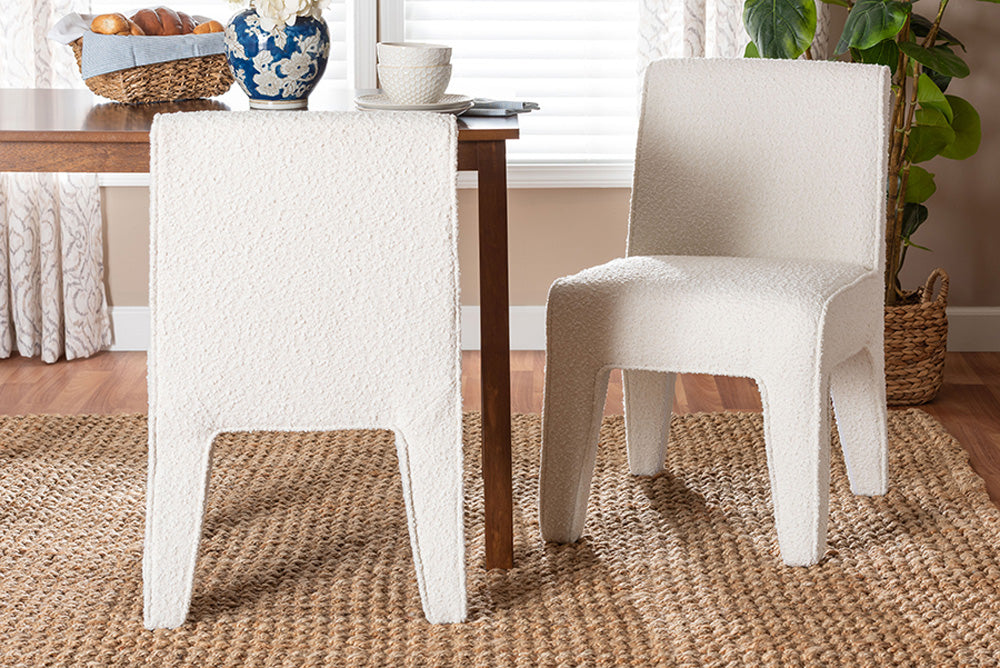 Baxton Studio - Helios Dining Chair Set of 2 - BBT5543-Cream Boucle-DC view 5