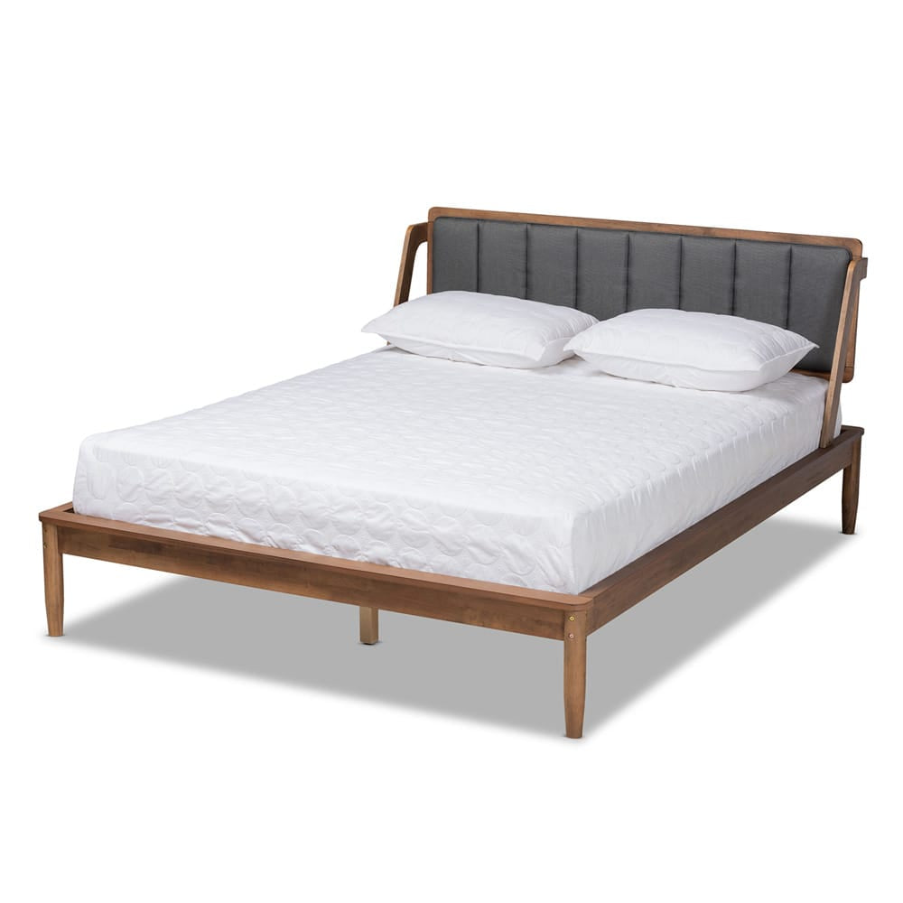 Baxton Studio - Helsa Full Size Bed in Dark Grey/Walnut - MG0047-5-Dark Grey/Ash Walnut-Full view 1