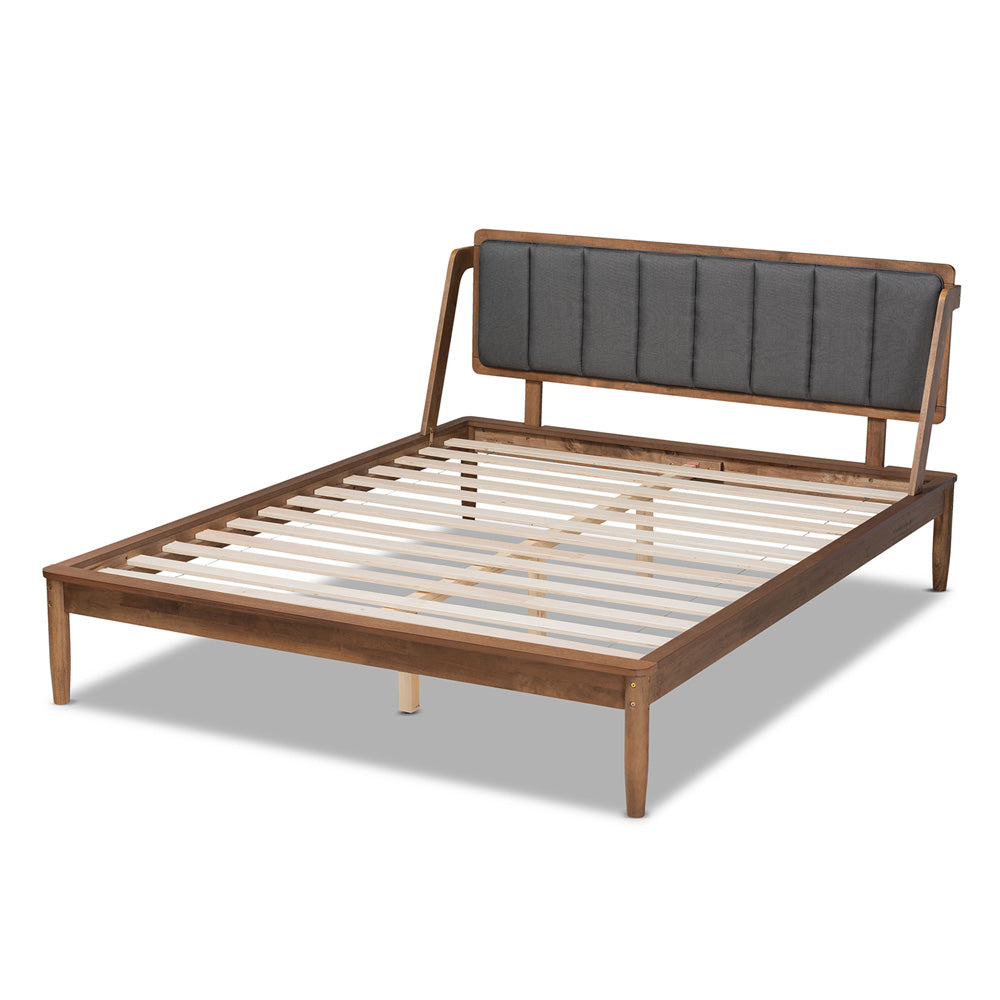 Baxton Studio - Helsa Queen Size Bed in Dark Grey/Walnut - MG0047-5-Dark Grey/Ash Walnut-Queen view 3