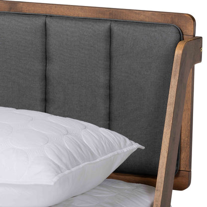 Baxton Studio - Helsa Queen Size Bed in Dark Grey/Walnut - MG0047-5-Dark Grey/Ash Walnut-Queen view 4