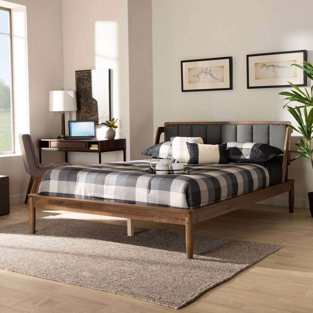 Baxton Studio - Helsa Queen Size Bed in Dark Grey/Walnut - MG0047-5-Dark Grey/Ash Walnut-Queen view 6