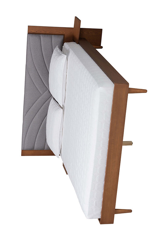 Baxton Studio - Hemera King Size Bed - MG-0222-Walnut/Dark Grey-King view 1