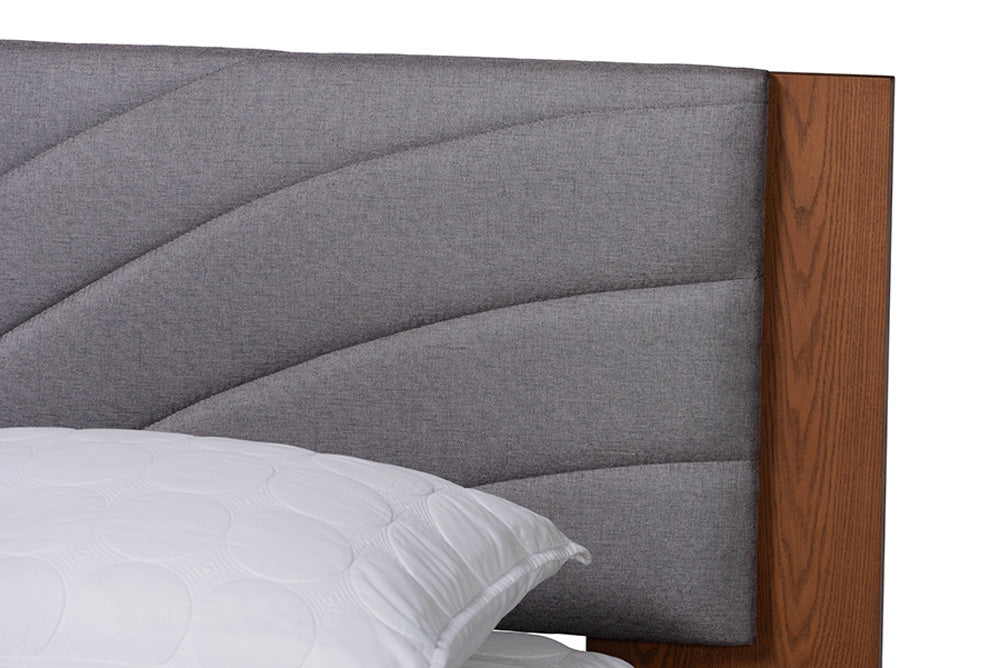 Baxton Studio - Hemera King Size Bed - MG-0222-Walnut/Dark Grey-King view 4