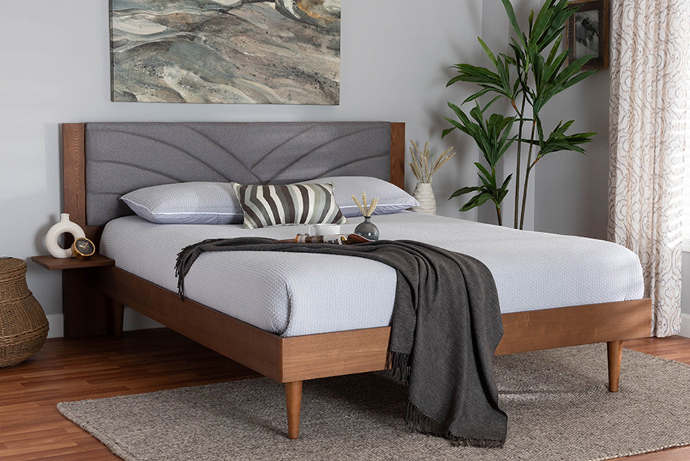 Baxton Studio - Hemera King Size Bed - MG-0222-Walnut/Dark Grey-King view 5