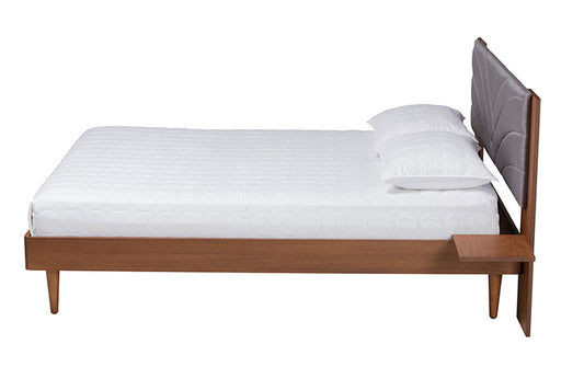 Baxton Studio - Hemera Queen Size Bed - MG-0222-Walnut/Dark Grey-Queen view 2