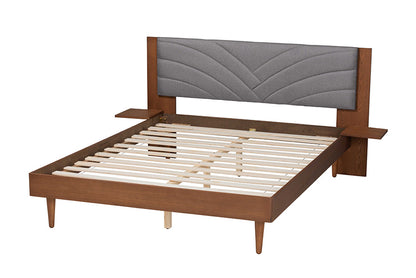 Baxton Studio - Hemera Queen Size Bed - MG-0222-Walnut/Dark Grey-Queen view 3