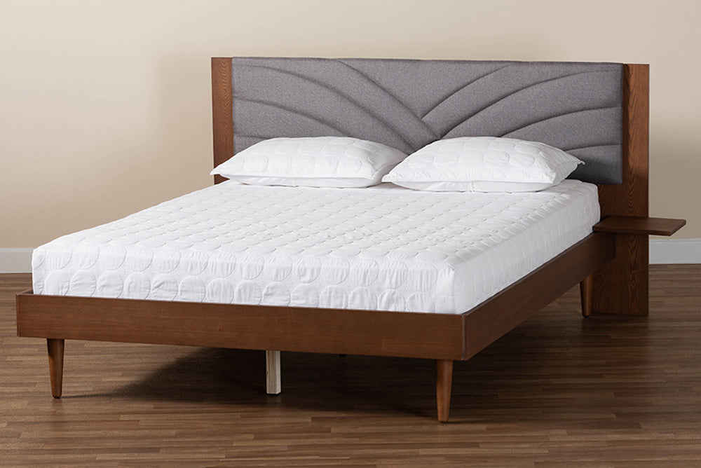 Baxton Studio - Hemera Queen Size Bed - MG-0222-Walnut/Dark Grey-Queen view 9