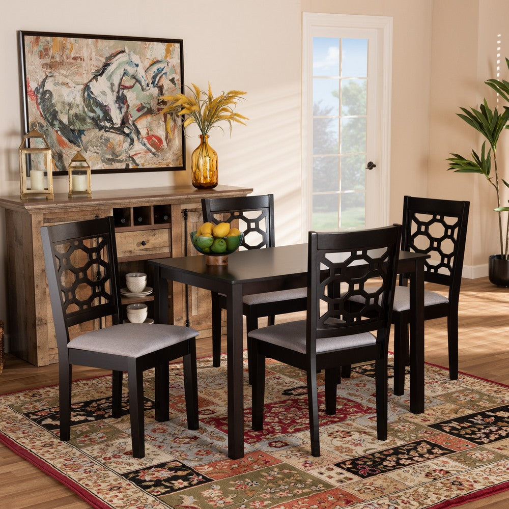 Baxton Studio - Henry Dining Set in Grey/Dark Brown - RH335C-Grey/Dark Brown-5PC Dining Set view 6