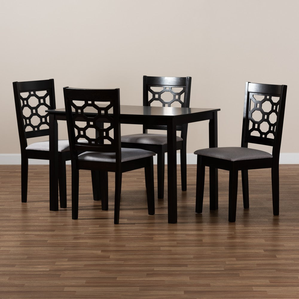 Baxton Studio - Henry Dining Set in Grey/Dark Brown - RH335C-Grey/Dark Brown-5PC Dining Set view 7