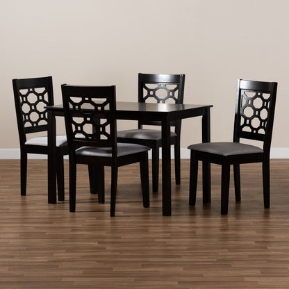 Baxton Studio - Henry Dining Set in Grey/Dark Brown - RH335C-Grey/Dark Brown-5PC Dining Set view 7