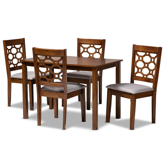 Baxton Studio - Henry Dining Set in Grey/Walnut - RH335C-Grey/Walnut-5PC Dining Set view 1
