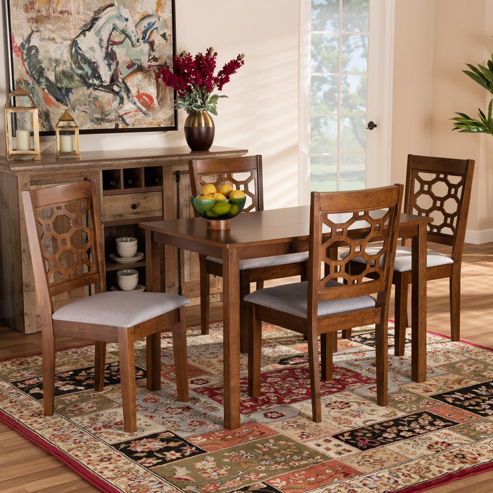Baxton Studio - Henry Dining Set in Grey/Walnut - RH335C-Grey/Walnut-5PC Dining Set view 6