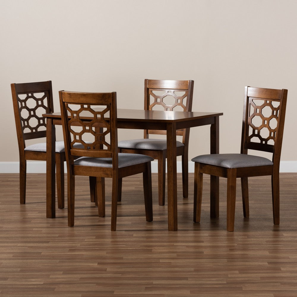 Baxton Studio - Henry Dining Set in Grey/Walnut - RH335C-Grey/Walnut-5PC Dining Set view 7