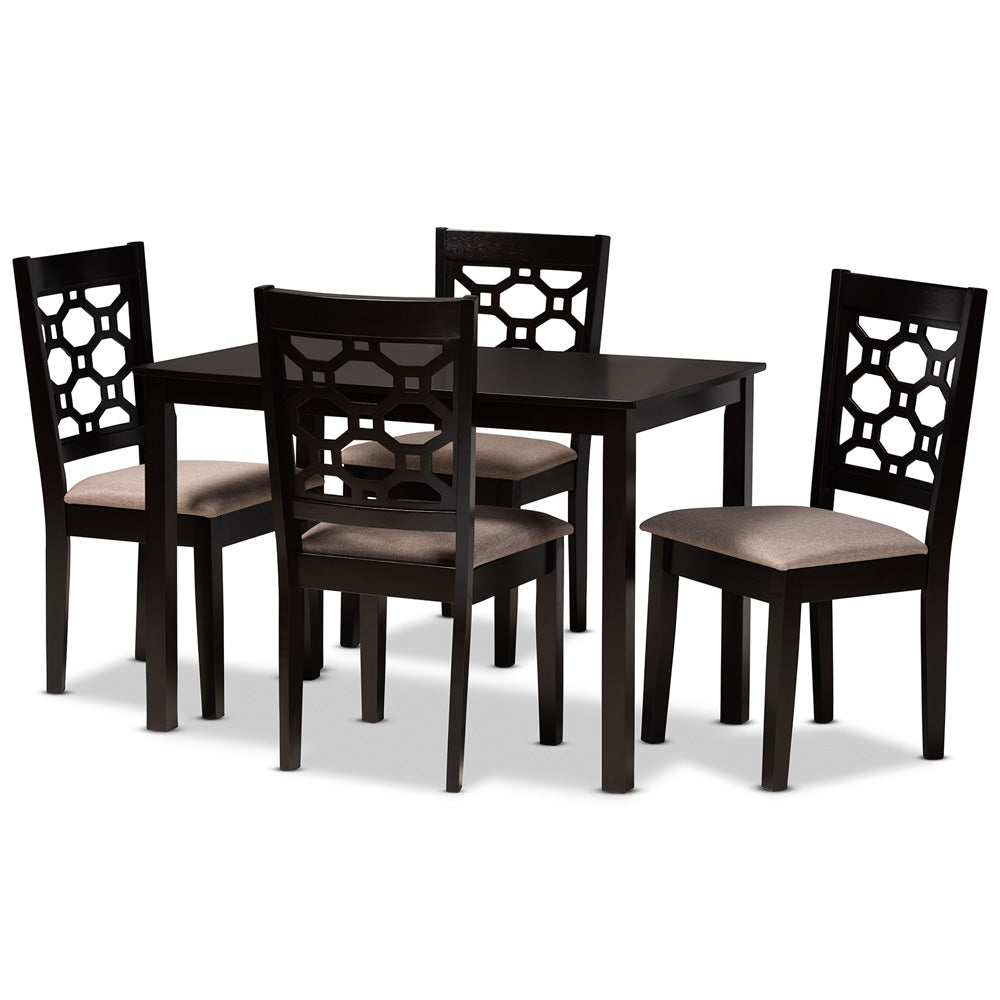 Baxton Studio - Henry Dining Set in Sand/Dark brown - RH335C-Sand/Dark Brown-5PC Dining Set view 1