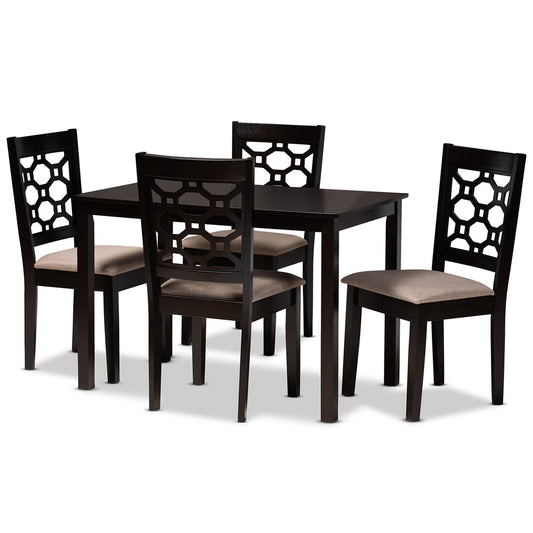 Baxton Studio - Henry Dining Set in Sand/Dark brown - RH335C-Sand/Dark Brown-5PC Dining Set view 1