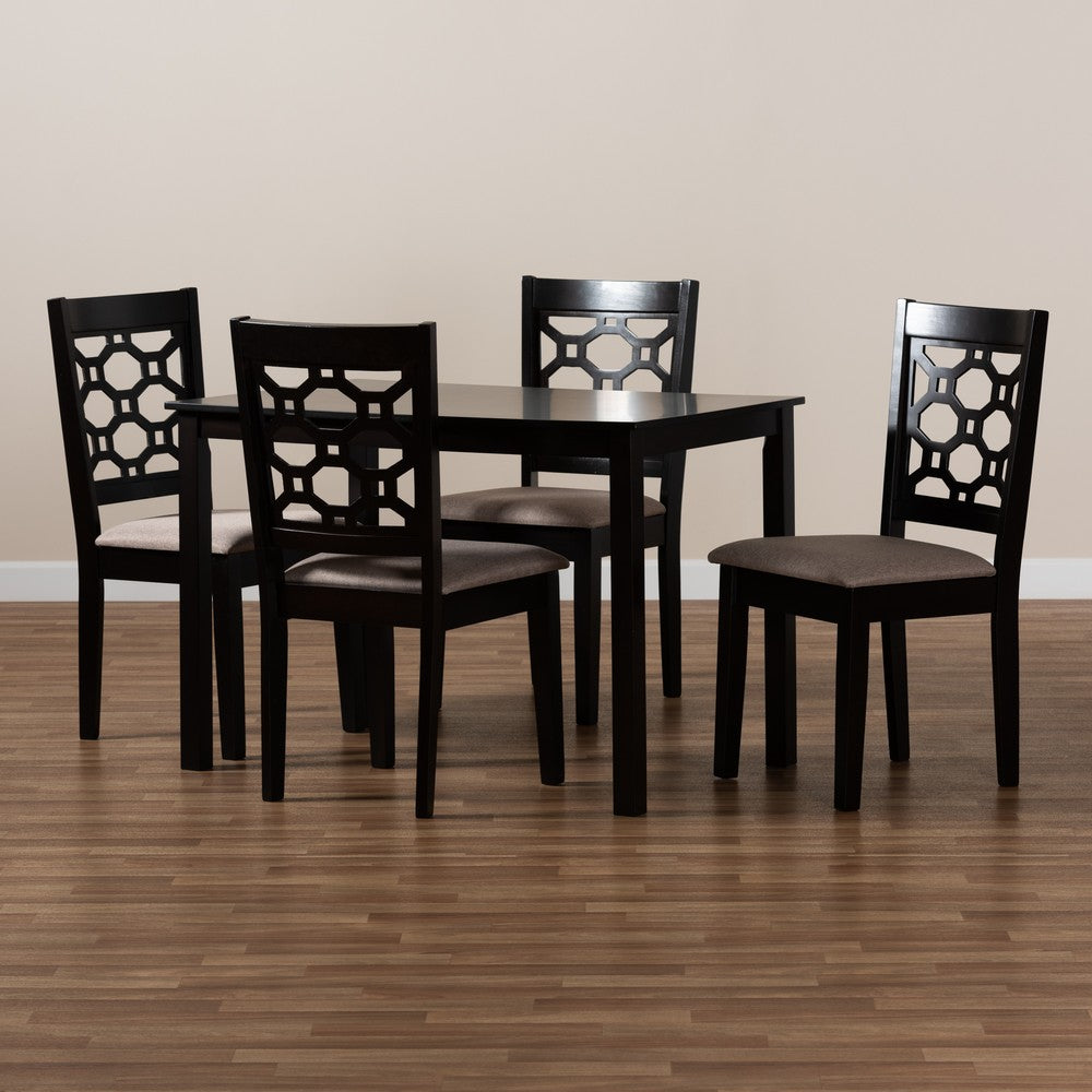 Baxton Studio - Henry Dining Set in Sand/Dark brown - RH335C-Sand/Dark Brown-5PC Dining Set view 7