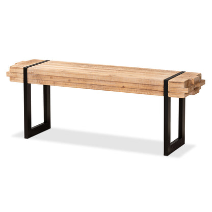 Baxton Studio - Henson Bench in Brown/Black - JY17B4004-Brown/Black-Bench view 1