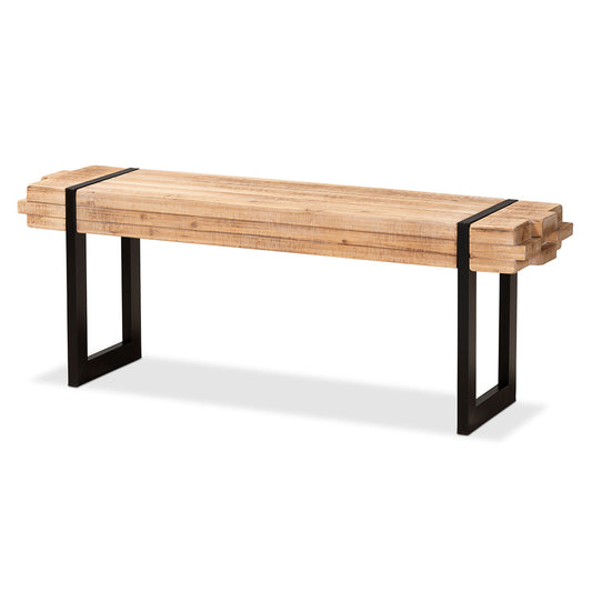 Baxton Studio - Henson Bench in Brown/Black - JY17B4004-Brown/Black-Bench view 1