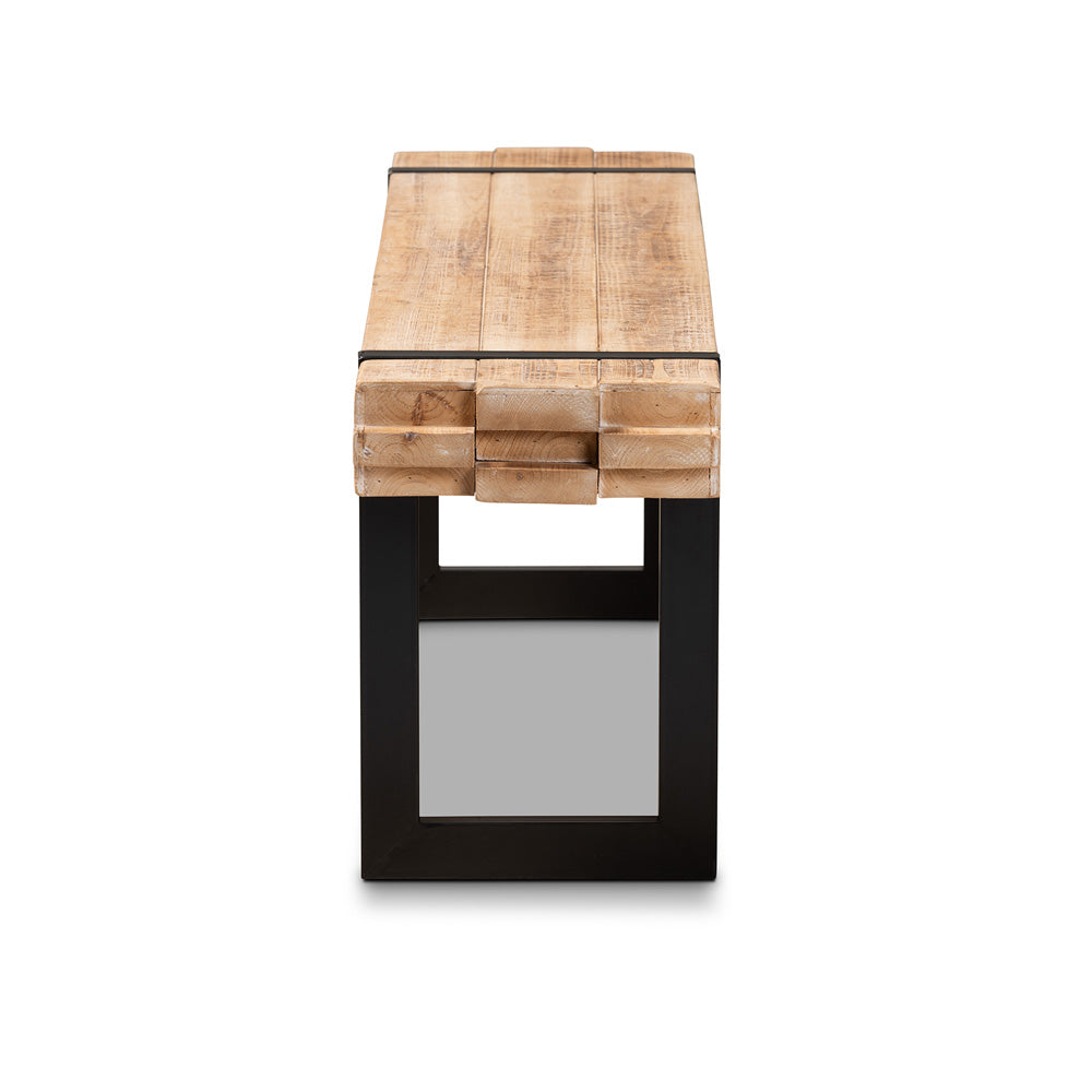 Baxton Studio - Henson Bench in Brown/Black - JY17B4004-Brown/Black-Bench view 3