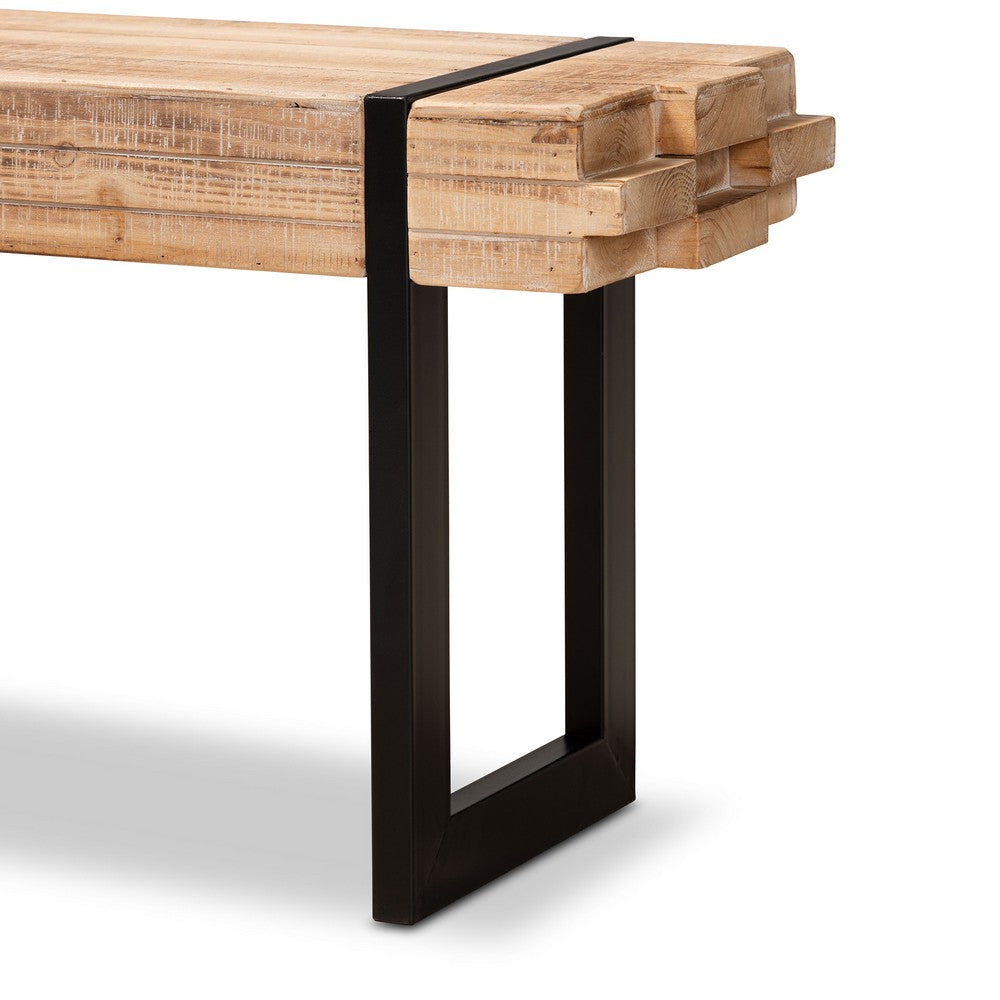 Baxton Studio - Henson Bench in Brown/Black - JY17B4004-Brown/Black-Bench view 4