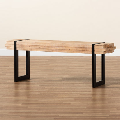 Baxton Studio - Henson Bench in Brown/Black - JY17B4004-Brown/Black-Bench view 7