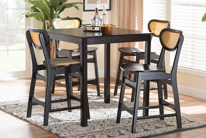 Baxton Studio - Hesper Bathro - RH253P-Natural Rattan/Dark Brown-5PC Pub Set view 5