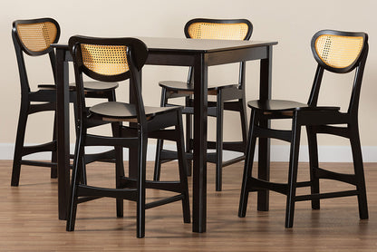Baxton Studio - Hesper Bathro - RH253P-Natural Rattan/Dark Brown-5PC Pub Set view 9