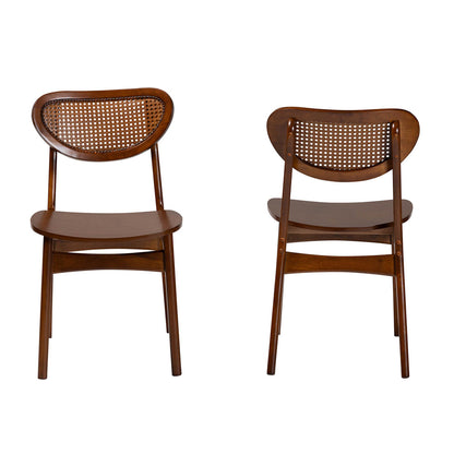 Baxton Studio - Hesper Set of 2 Dining Chairs in Walnut Brown/Light Brown - RH253C-Walnut Rattan/Walnut Bent Seat-DC-2PK view 2