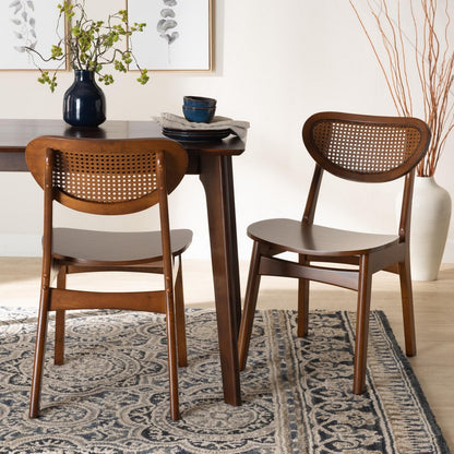 Baxton Studio - Hesper Set of 2 Dining Chairs in Walnut Brown/Light Brown - RH253C-Walnut Rattan/Walnut Bent Seat-DC-2PK view 7
