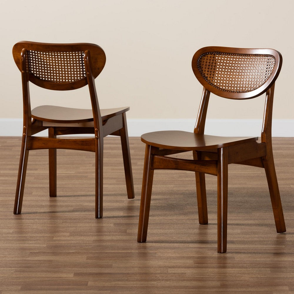 Baxton Studio - Hesper Set of 2 Dining Chairs in Walnut Brown/Light Brown - RH253C-Walnut Rattan/Walnut Bent Seat-DC-2PK view 8