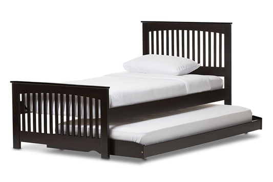 Baxton Studio - Hevea Trundle Bed - Bed3-Twin-Wenge view 2