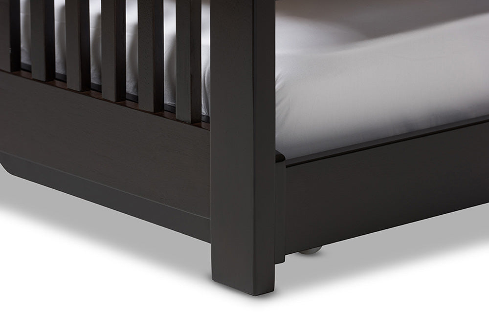 Baxton Studio - Hevea Trundle Bed - Bed3-Twin-Wenge view 4