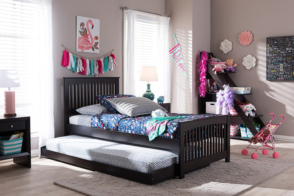 Baxton Studio - Hevea Trundle Bed - Bed3-Twin-Wenge view 5